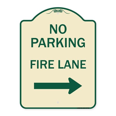 No Parking Fire Lane With Right Arrow Heavy-Gauge Aluminum Architectural Sign